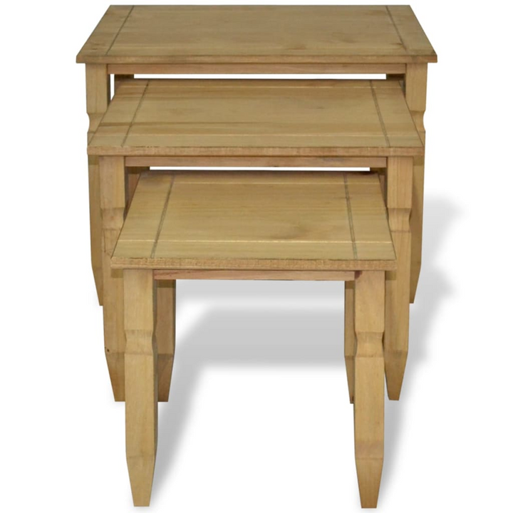 CORONA Three Piece Nesting Table Set - Rustic Mexican Pine Accent Furniture for Living Room - Premium  from Home Treasures - Just £72.99! Shop now at Home Treasures