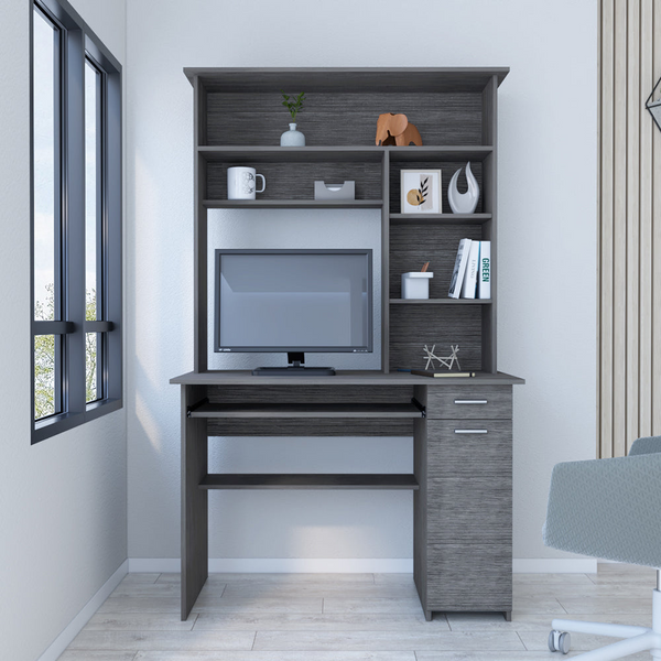 Computer Desk Acequia w/ Multiple Shelves in a Smokey Oak Finish