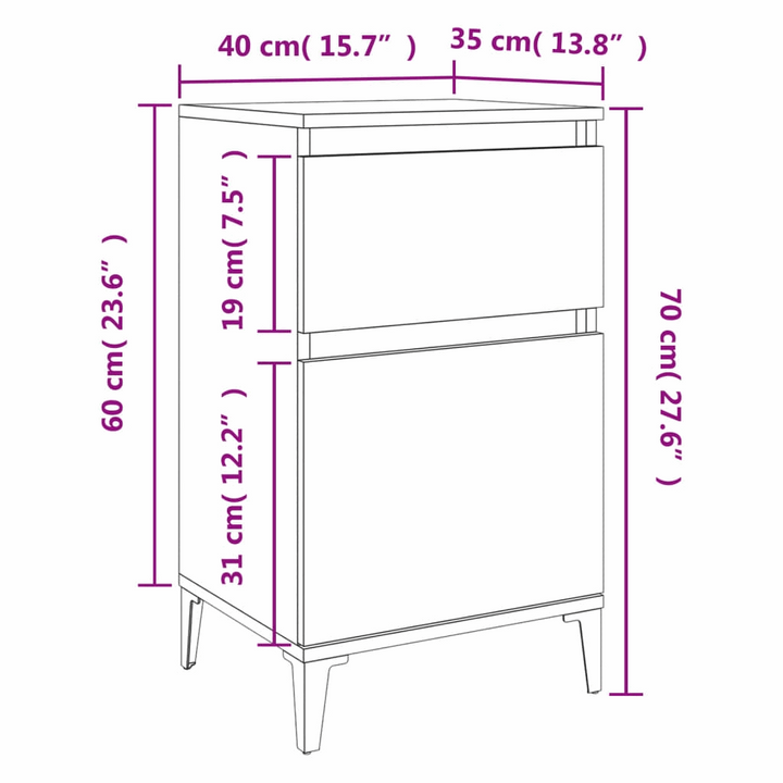 Set of 2 Bedside Cabinets in White – Elegant and Durable Nightstands (40 x 35 x 70 cm) - Premium  from Home Treasures - Just £86.99! Shop now at Home Treasures