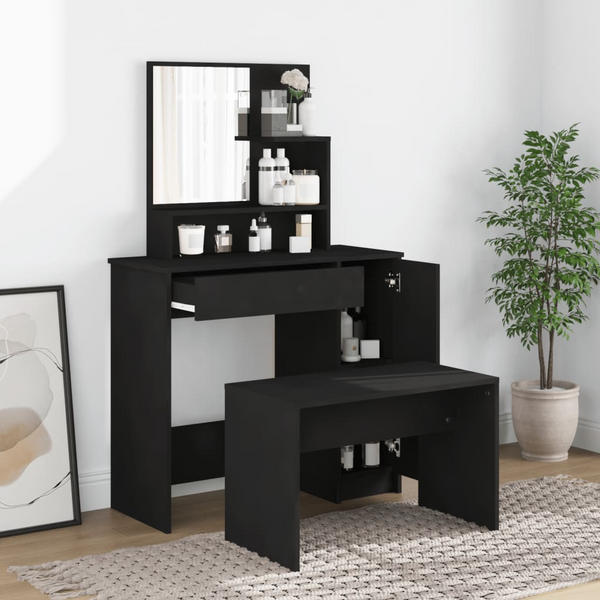 Elegant Black Dressing Table Set with Stool – 86.5x35x136 cm Vanity Desk - Premium  from Home Treasures - Just £111.99! Shop now at Home Treasures