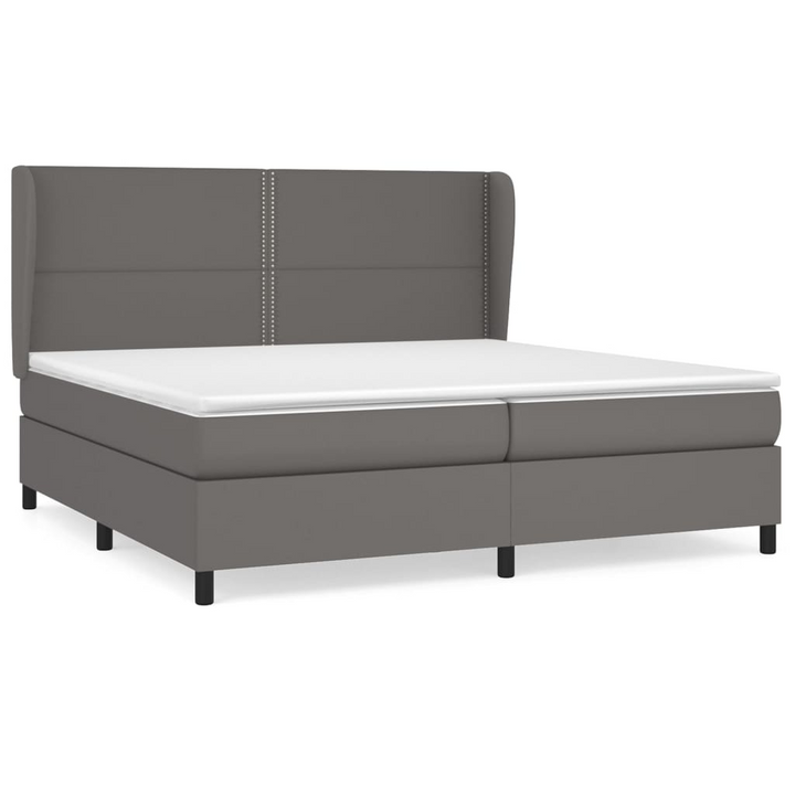 Luxurious Faux Leather Box Spring Bed with Pocket Spring Mattress & Topper - Grey, 200 x 200cm | Ultimate Comfort & Support - Premium  from Home Treasures - Just £811.99! Shop now at Home Treasures