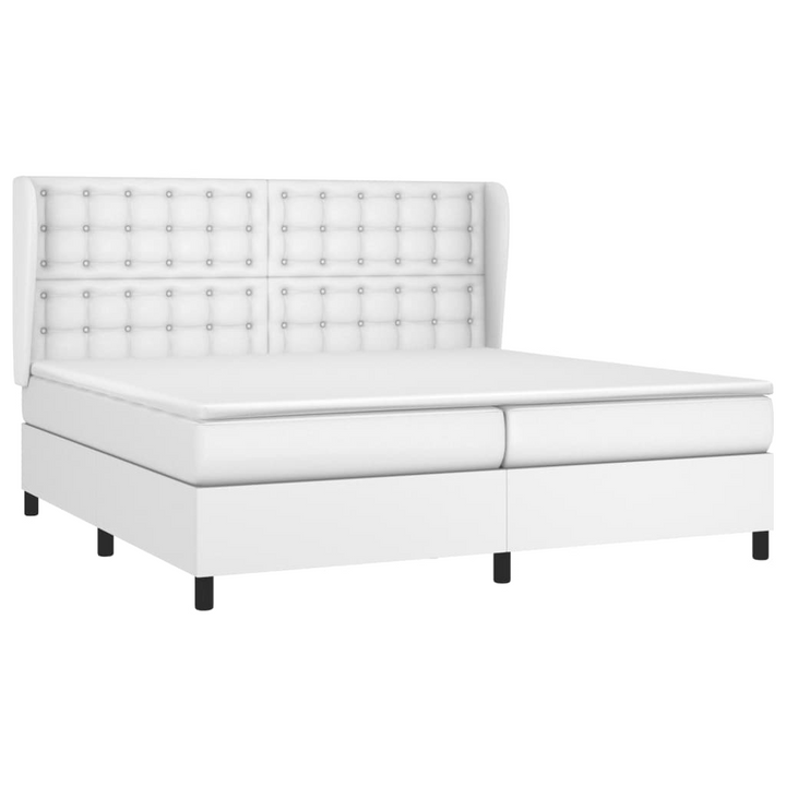 Luxurious Faux Leather Box Spring Bed with Pocket Spring Mattress and Topper, 200 x 200cm - White - Premium  from Home Treasures - Just £813.99! Shop now at Home Treasures