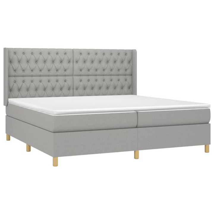 Luxurious Fabric Box Spring Bed with Mattress & LED Lights - Light Grey, 200 x 200cm - Premium  from Home Treasures - Just £860.99! Shop now at Home Treasures