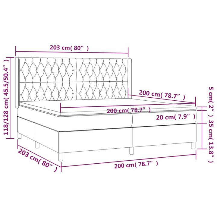 Luxurious Fabric Box Spring Bed with Mattress & LED Lights - Light Grey, 200 x 200cm - Premium  from Home Treasures - Just £860.99! Shop now at Home Treasures