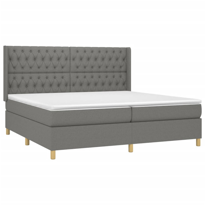 Luxurious Dark Grey Fabric Box Spring Bed with Adjustable Headboard, Pocket Spring Mattress & LED Lights - 200 x 200 cm - Premium  from Home Treasures - Just £843.99! Shop now at Home Treasures