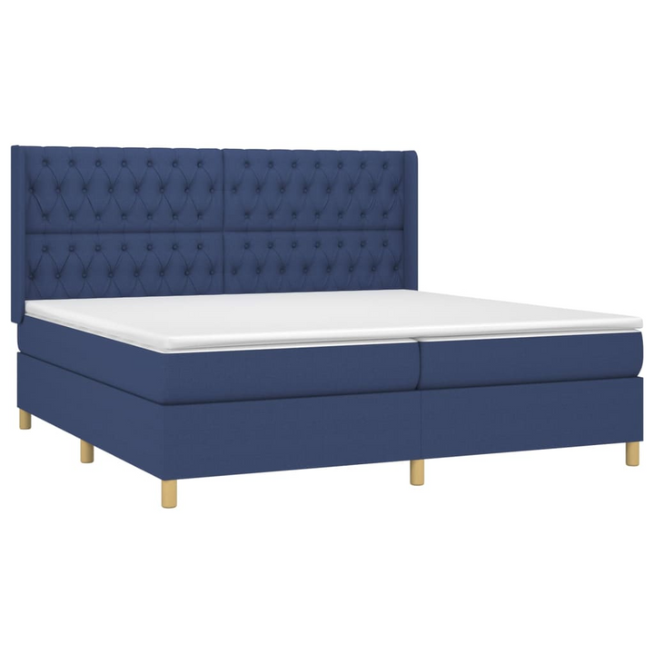 Elegant Fabric Box Spring Bed with LED Lights & Comfortable Mattress - Blue, 200 x 200cm - Premium  from Home Treasures - Just £811.99! Shop now at Home Treasures