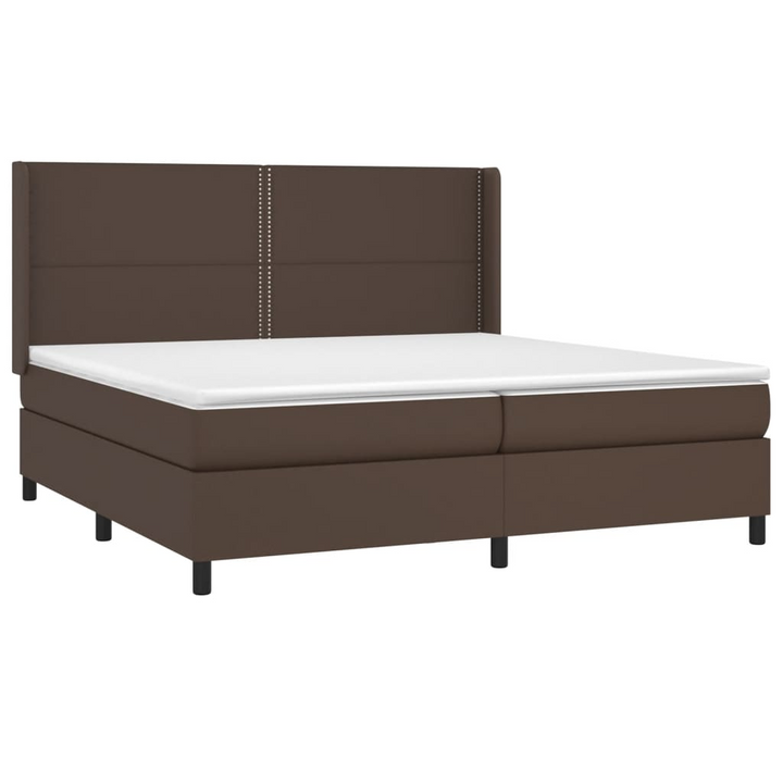 Luxurious Faux Leather Box Spring Bed with Mattress & LED Lights (Brown) - 200 x 200cm - Premium  from Home Treasures - Just £797.99! Shop now at Home Treasures