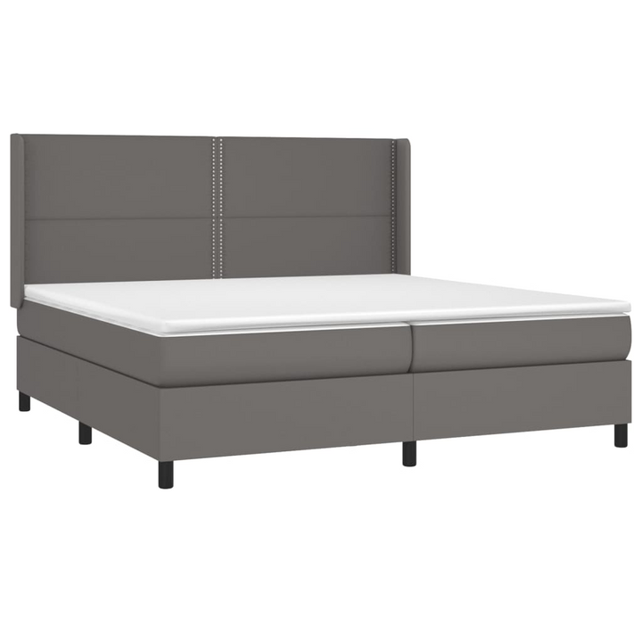 Luxurious Grey Faux Leather Box Spring Bed with LED, 200 x 200cm - Includes Premium Mattress & Topper - Premium  from Home Treasures - Just £827.99! Shop now at Home Treasures