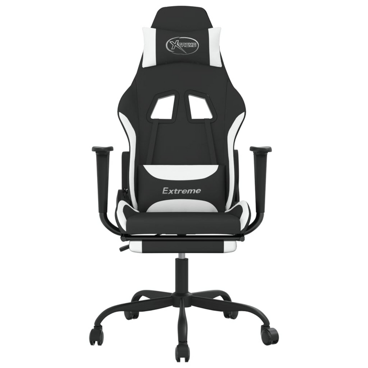 Gaming Chair with Footrest - Black & White Fabric - Ultimate Comfort & Style - Premium  from Home Treasures - Just £114.99! Shop now at Home Treasures