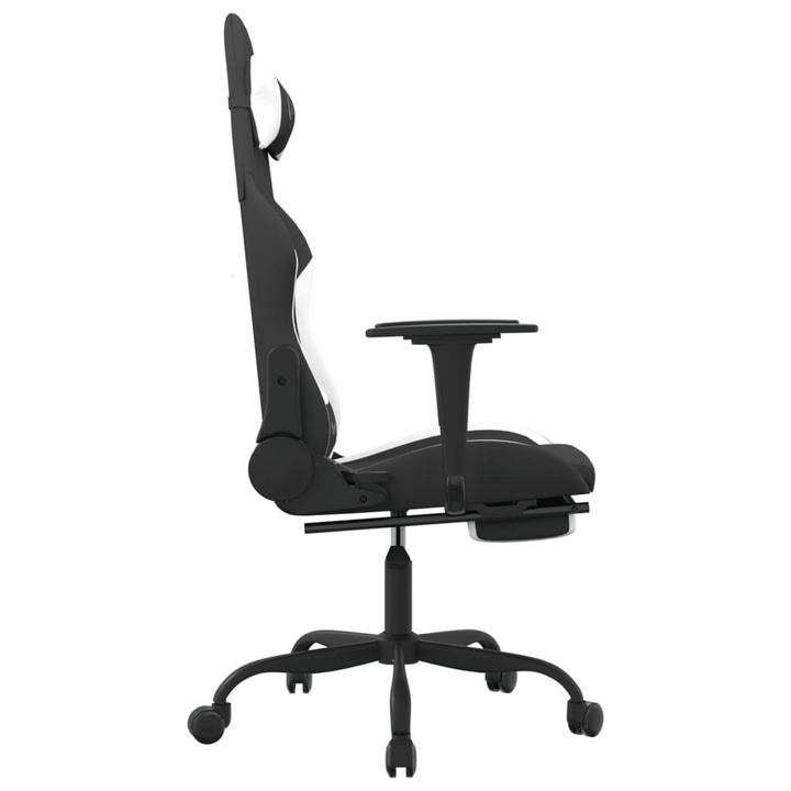 Gaming Chair with Footrest - Black & White Fabric - Ultimate Comfort & Style - Premium  from Home Treasures - Just £114.99! Shop now at Home Treasures