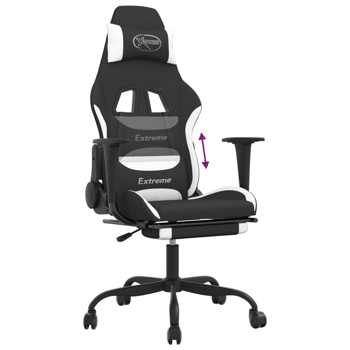 Gaming Chair with Footrest - Black & White Fabric - Ultimate Comfort & Style - Premium  from Home Treasures - Just £114.99! Shop now at Home Treasures