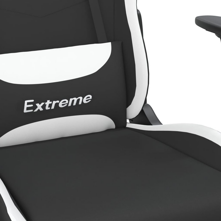 Gaming Chair with Footrest - Black & White Fabric - Ultimate Comfort & Style - Premium  from Home Treasures - Just £114.99! Shop now at Home Treasures