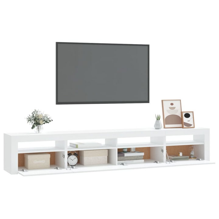 Modern White TV Cabinet with RGB LED Lights, 240 x 35 x 40cm – Stylish Media Console with Ample Storage and Decorative Top - Premium  from Home Treasures - Just £178.99! Shop now at Home Treasures