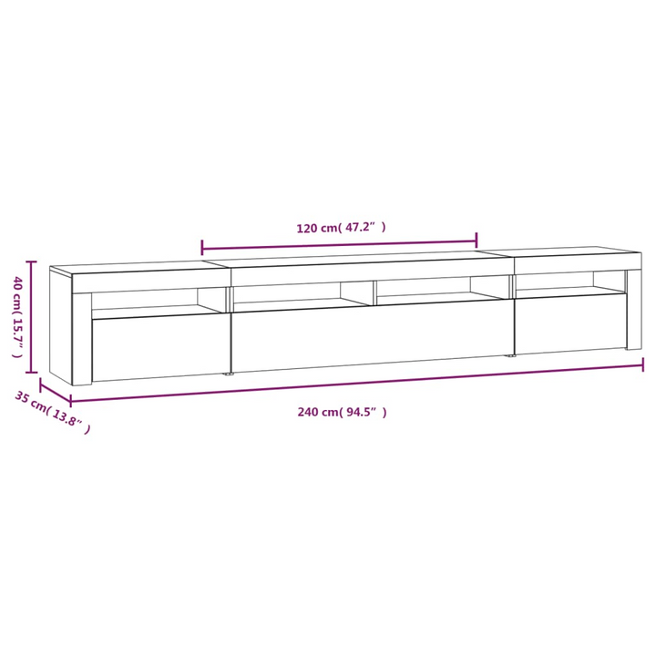 Modern White TV Cabinet with RGB LED Lights, 240 x 35 x 40cm – Stylish Media Console with Ample Storage and Decorative Top - Premium  from Home Treasures - Just £178.99! Shop now at Home Treasures