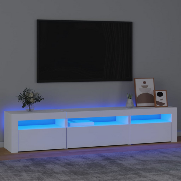 Modern White TV Cabinet with RGB LED Lights - 195 x 35 x 40 cm | Sleek Design & Ample Storage - Premium  from Home Treasures - Just £144.99! Shop now at Home Treasures