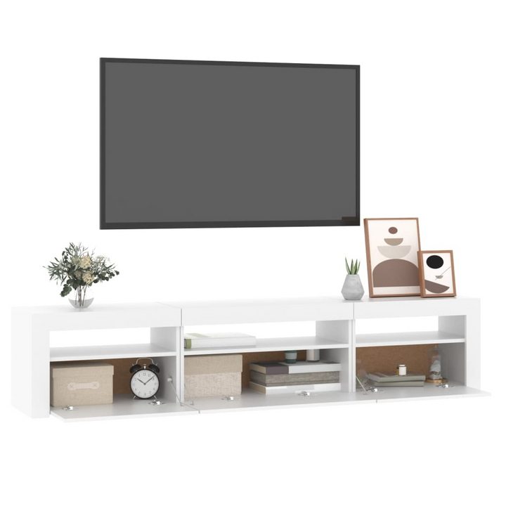 Modern White TV Cabinet with RGB LED Lights - 195 x 35 x 40 cm | Sleek Design & Ample Storage - Premium  from Home Treasures - Just £144.99! Shop now at Home Treasures