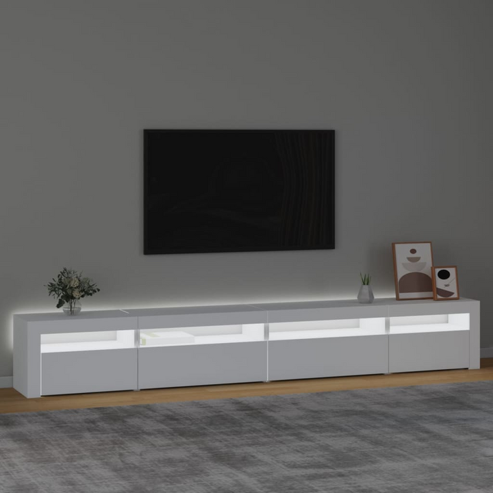 Modern White TV Cabinet with RGB LED Lights | Spacious 270 x 35 x 40cm Media Console - Premium  from Home Treasures - Just £200.99! Shop now at Home Treasures