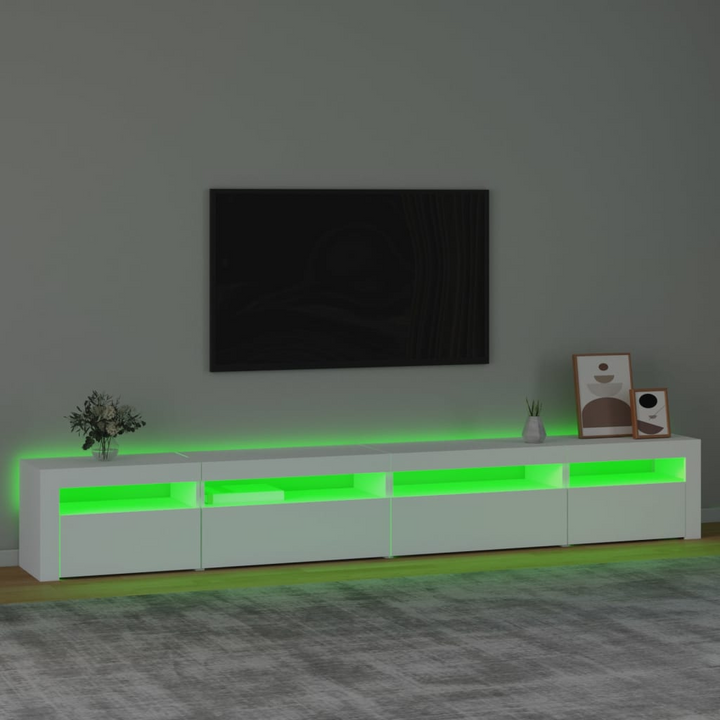 Modern White TV Cabinet with RGB LED Lights | Spacious 270 x 35 x 40cm Media Console - Premium  from Home Treasures - Just £200.99! Shop now at Home Treasures