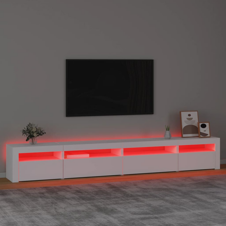 Modern White TV Cabinet with RGB LED Lights | Spacious 270 x 35 x 40cm Media Console - Premium  from Home Treasures - Just £200.99! Shop now at Home Treasures