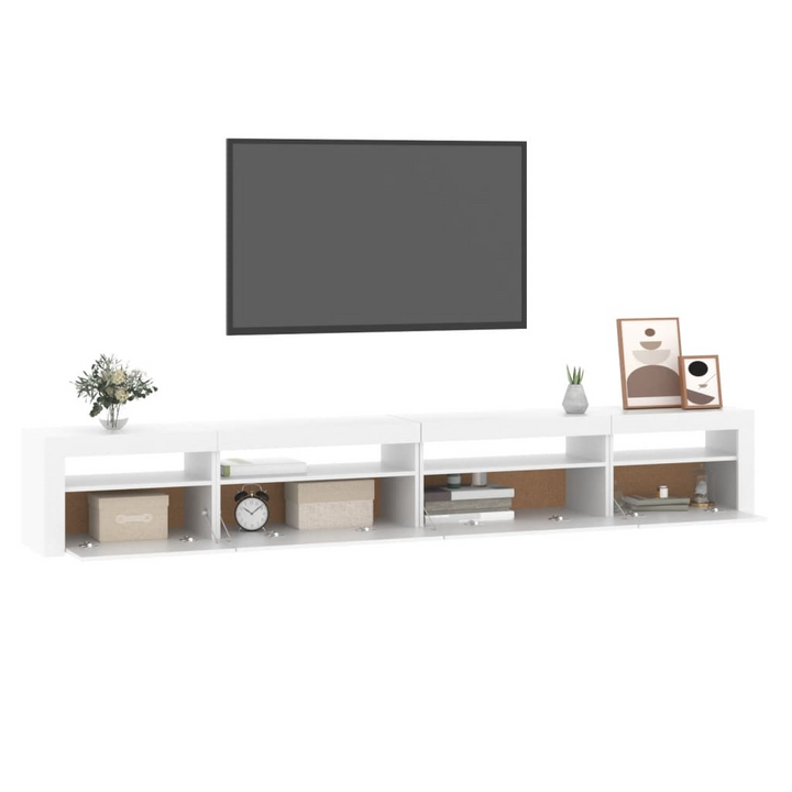 Modern White TV Cabinet with RGB LED Lights | Spacious 270 x 35 x 40cm Media Console - Premium  from Home Treasures - Just £200.99! Shop now at Home Treasures