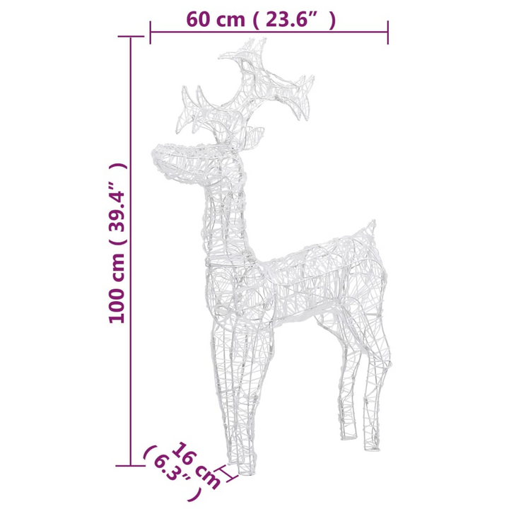 Reindeer Christmas Decorations 3 pcs 60x16x100 cm Acrylic - Festive LED Outdoor & Indoor Decor - Premium  from Home Treasures - Just £159.99! Shop now at Home Treasures