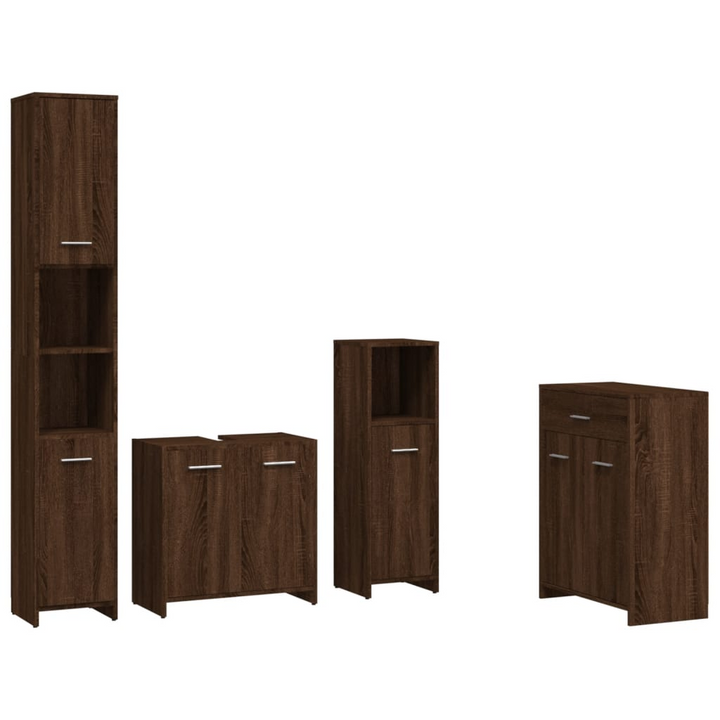 4 Piece Bathroom Furniture Set - Brown Oak Engineered Wood, Stylish and Durable - Premium  from Home Treasures - Just £216.99! Shop now at Home Treasures