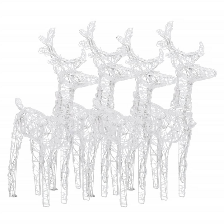 Set of 4 Warm White LED Christmas Reindeers - 160 LEDs, Acrylic, Weather-Resistant, 8 Lighting Effects - Premium  from Home Treasures - Just £126.99! Shop now at Home Treasures