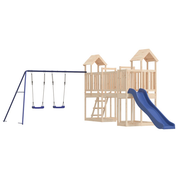 Solid Pine Playhouse with Slide & Double Swings - 356 x 589 x 214 cm, Outdoor Adventure Playground - Premium  from Home Treasures - Just £895.99! Shop now at Home Treasures