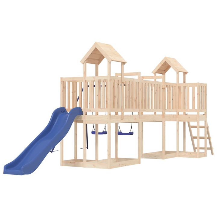 Solid Pine Playhouse with Slide & Double Swings - 356 x 589 x 214 cm, Outdoor Adventure Playground - Premium  from Home Treasures - Just £895.99! Shop now at Home Treasures