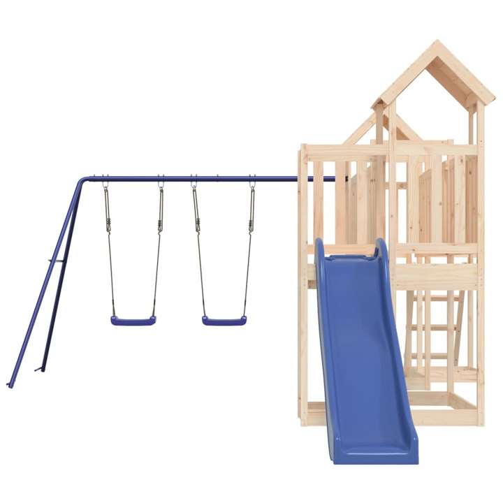 Solid Pine Playhouse with Slide & Double Swings - 356 x 589 x 214 cm, Outdoor Adventure Playground - Premium  from Home Treasures - Just £895.99! Shop now at Home Treasures