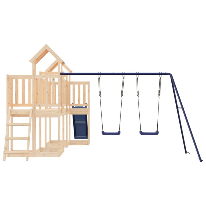 Solid Pine Playhouse with Slide & Double Swings - 356 x 589 x 214 cm, Outdoor Adventure Playground - Premium  from Home Treasures - Just £895.99! Shop now at Home Treasures