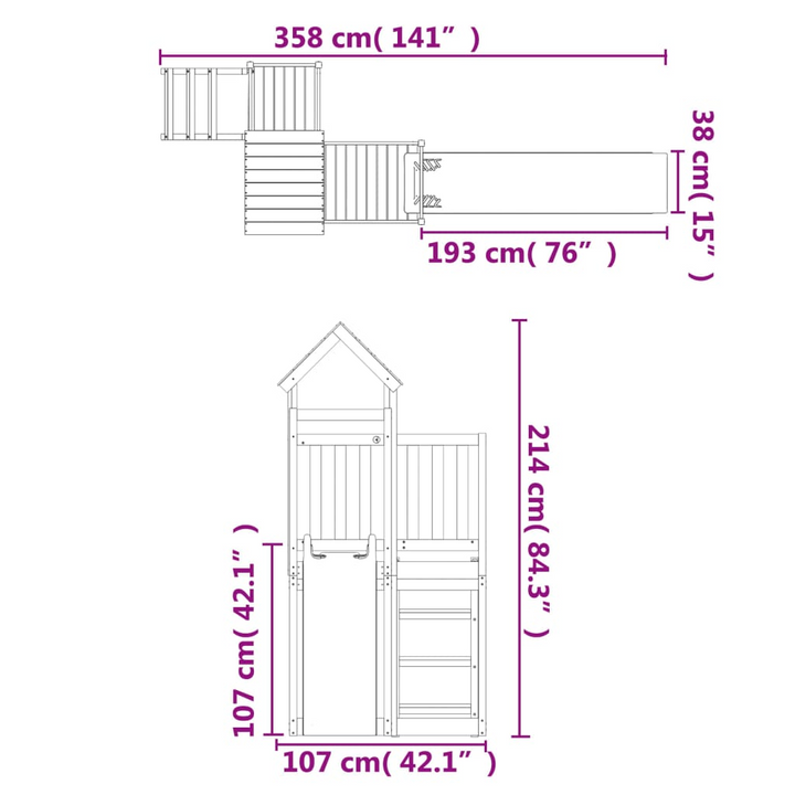 Ultimate Wooden Playhouse with Wave Slide for Kids - Solid Pine, 358x107x214cm | Outdoor Play Center for Ages 3-8 - Premium  from Home Treasures - Just £427.99! Shop now at Home Treasures