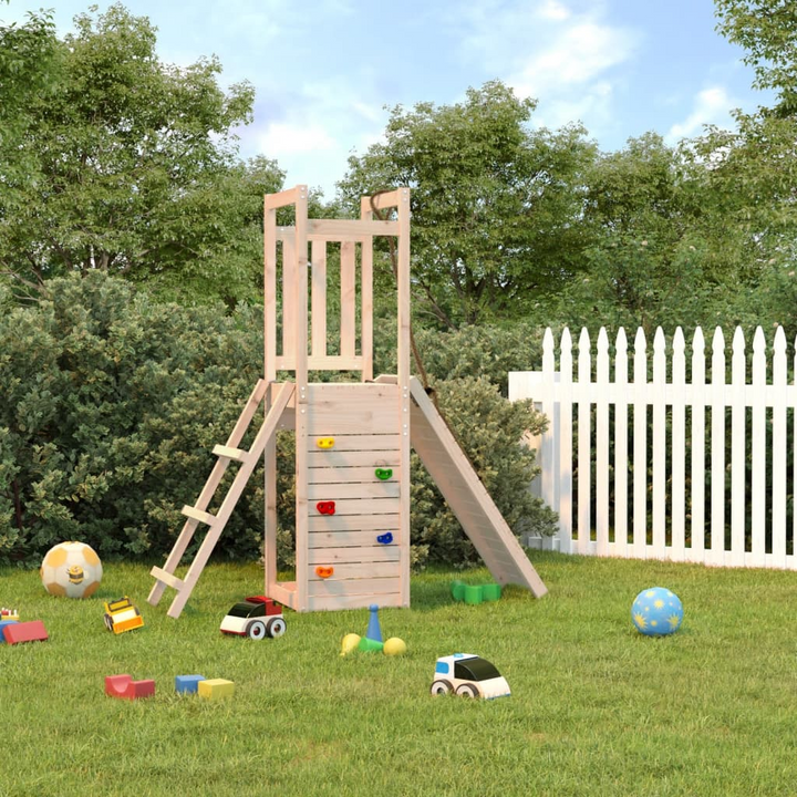 Solid Pine Playhouse with Climbing Wall – Durable Backyard Playground with Ladder, Rockwall, Sandpit & More (161 x 46.5 x 169cm) - Premium  from Home Treasures - Just £197.99! Shop now at Home Treasures