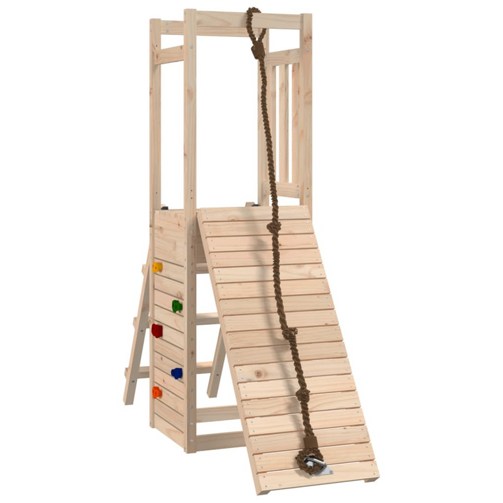 Solid Pine Playhouse with Climbing Wall – Durable Backyard Playground with Ladder, Rockwall, Sandpit & More (161 x 46.5 x 169cm) - Premium  from Home Treasures - Just £197.99! Shop now at Home Treasures