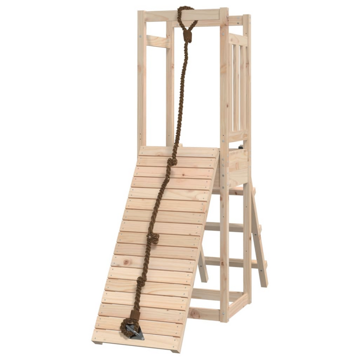 Solid Pine Playhouse with Climbing Wall – Durable Backyard Playground with Ladder, Rockwall, Sandpit & More (161 x 46.5 x 169cm) - Premium  from Home Treasures - Just £197.99! Shop now at Home Treasures