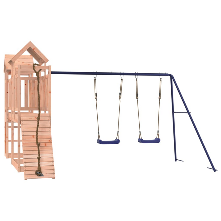 Wooden Playhouse with Climbing Wall & Double Swings - Solid Douglas Fir for Outdoor Fun - Premium  from Home Treasures - Just £616.99! Shop now at Home Treasures