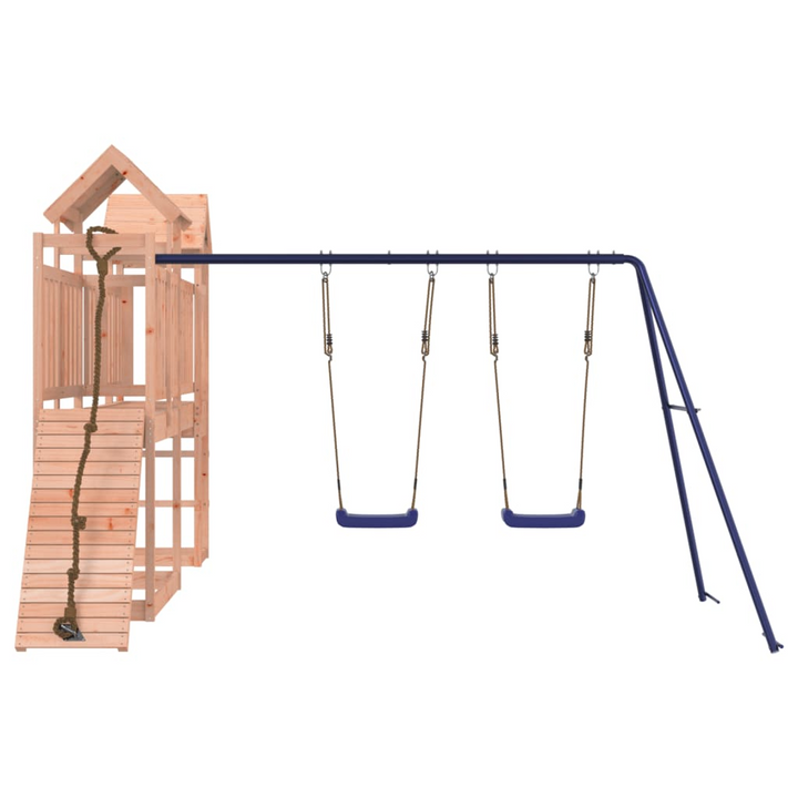 Wooden Playhouse with Climbing Wall & Double Swings - Solid Douglas Fir for Outdoor Fun - Premium  from Home Treasures - Just £616.99! Shop now at Home Treasures