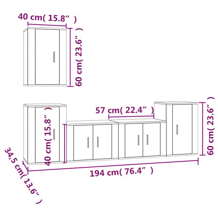 5 Piece TV Cabinet Set - High Gloss White | Engineered Wood, Ample Storage, Wall-Mounted Design - Premium  from Home Treasures - Just £201.99! Shop now at Home Treasures