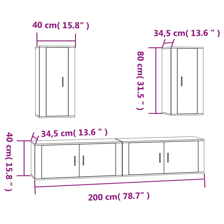 Modern 4 Piece High Gloss White TV Cabinet Set - Stylish Engineered Wood Storage Solution - Premium  from Home Treasures - Just £249.99! Shop now at Home Treasures