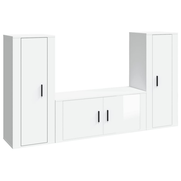 Modern 3 Piece TV Cabinet Set | High Gloss White | Engineered Wood | Wall-Mount or Floor Use - Premium  from Home Treasures - Just £189.99! Shop now at Home Treasures