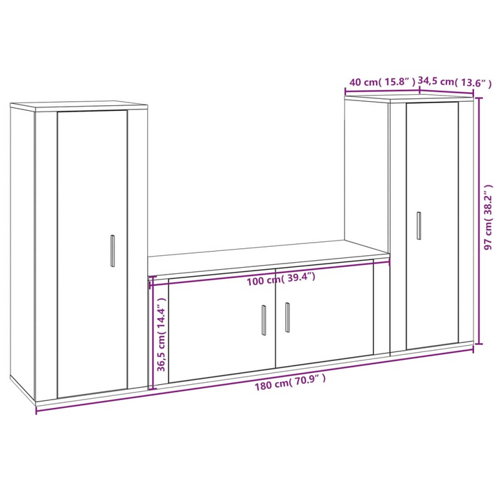 Modern 3 Piece TV Cabinet Set | High Gloss White | Engineered Wood | Wall-Mount or Floor Use - Premium  from Home Treasures - Just £189.99! Shop now at Home Treasures