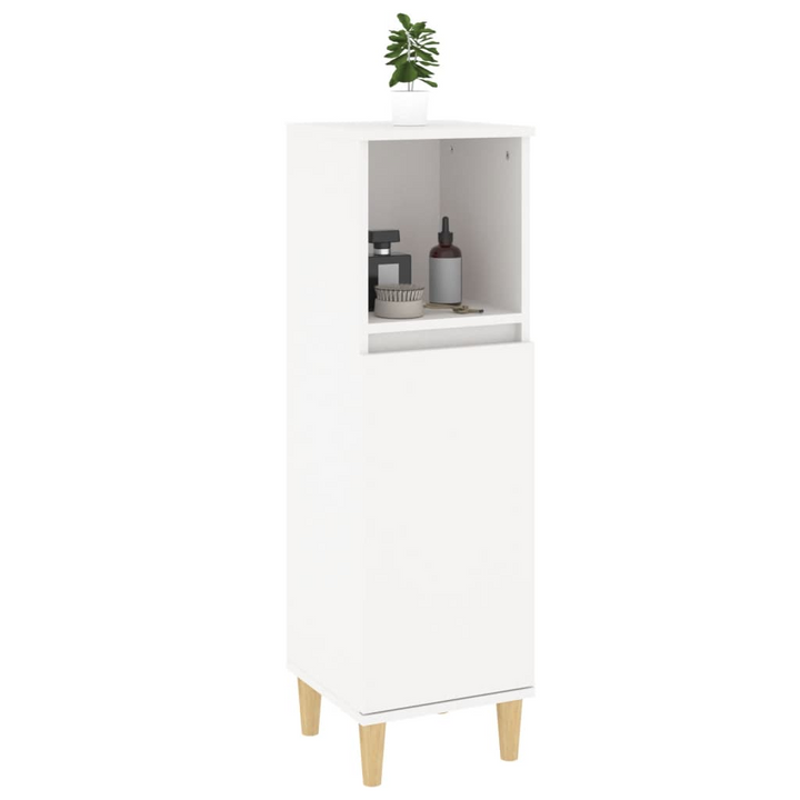 White Bathroom Cabinet - 30x30x100 cm | Engineered Wood | Ample Storage & Durable Design - Premium  from Home Treasures - Just £44.99! Shop now at Home Treasures