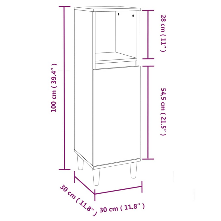 White Bathroom Cabinet - 30x30x100 cm | Engineered Wood | Ample Storage & Durable Design - Premium  from Home Treasures - Just £44.99! Shop now at Home Treasures