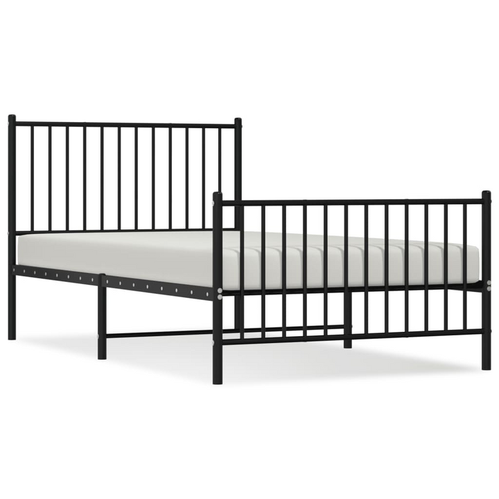 Elegant and Robust Metal Bed Frame with Headboard and Footboard in Black - 100 x 190cm | Sturdy Steel Construction, Ample Storage Space, Easy Assembly - Premium  from Home Treasures - Just £78.99! Shop now at Home Treasures