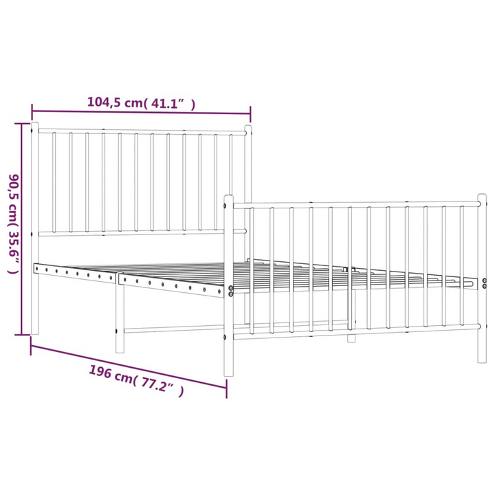 Elegant and Robust Metal Bed Frame with Headboard and Footboard in Black - 100 x 190cm | Sturdy Steel Construction, Ample Storage Space, Easy Assembly - Premium  from Home Treasures - Just £78.99! Shop now at Home Treasures