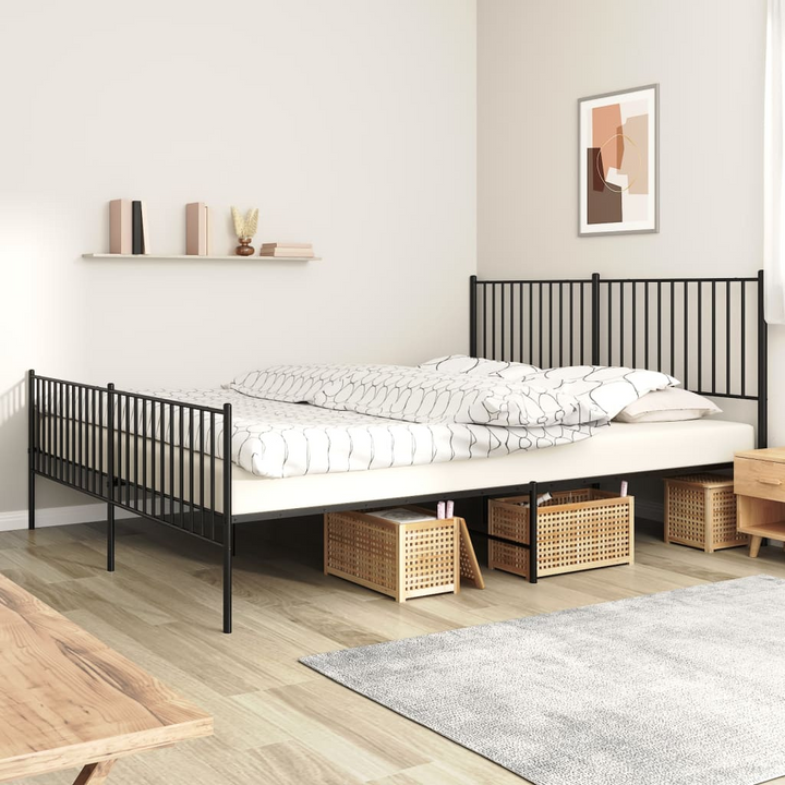 Premium Metal Bed Frame with Elegant Headboard & Footboard, Black, 183 x 213 cm - Durable & Stylish - Premium  from Home Treasures - Just £111.99! Shop now at Home Treasures