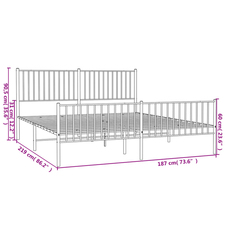 Premium Metal Bed Frame with Elegant Headboard & Footboard, Black, 183 x 213 cm - Durable & Stylish - Premium  from Home Treasures - Just £111.99! Shop now at Home Treasures