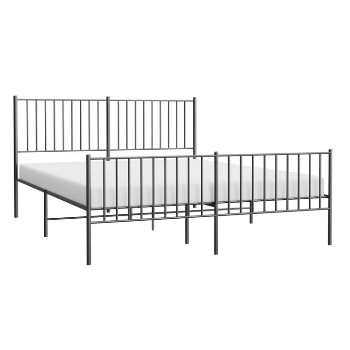 Elegant Black Metal Bed Frame with Headboard & Footboard - 150x200cm | Robust Steel Construction, Extra Storage, and Supportive Design - Premium  from Home Treasures - Just £103.99! Shop now at Home Treasures