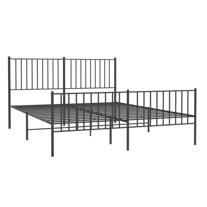 Elegant Black Metal Bed Frame with Headboard & Footboard - 150x200cm | Robust Steel Construction, Extra Storage, and Supportive Design - Premium  from Home Treasures - Just £103.99! Shop now at Home Treasures