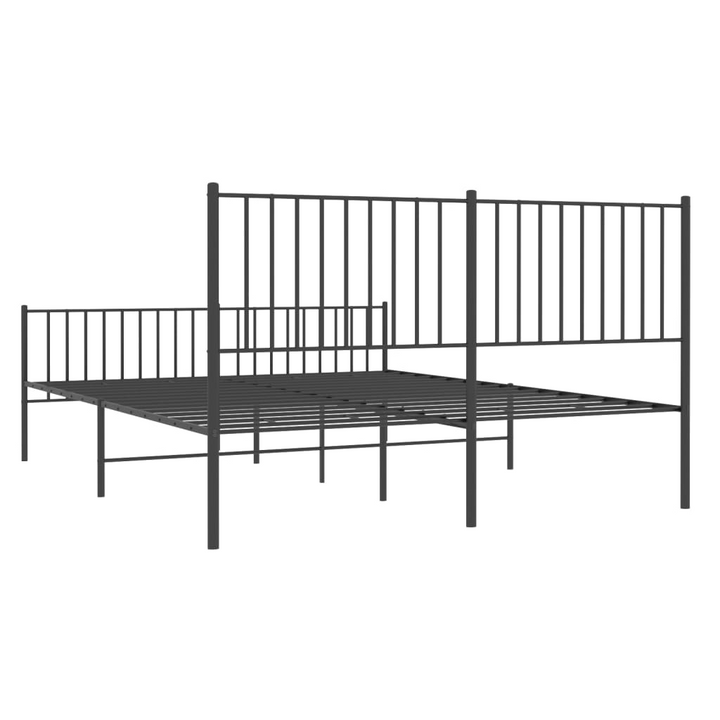 Elegant Black Metal Bed Frame with Headboard & Footboard - 150x200cm | Robust Steel Construction, Extra Storage, and Supportive Design - Premium  from Home Treasures - Just £103.99! Shop now at Home Treasures